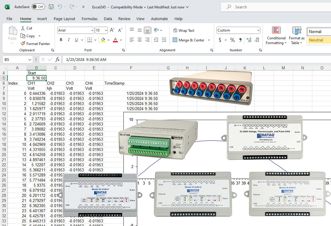 WinDaq Excel Link